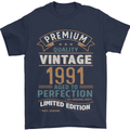 Premium Vintage 32nd Birthday 1991 Mens T-Shirt 100% Cotton Navy Blue