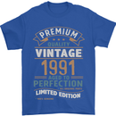 Premium Vintage 32nd Birthday 1991 Mens T-Shirt 100% Cotton Royal Blue