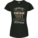 Premium Vintage 32nd Birthday 1991 Womens Petite Cut T-Shirt Black