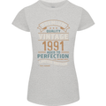 Premium Vintage 32nd Birthday 1991 Womens Petite Cut T-Shirt Sports Grey
