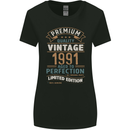 Premium Vintage 32nd Birthday 1991 Womens Wider Cut T-Shirt Black