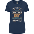 Premium Vintage 32nd Birthday 1991 Womens Wider Cut T-Shirt Navy Blue