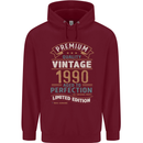 Premium Vintage 33rd Birthday 1990 Mens 80% Cotton Hoodie Maroon