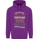 Premium Vintage 33rd Birthday 1990 Mens 80% Cotton Hoodie Purple