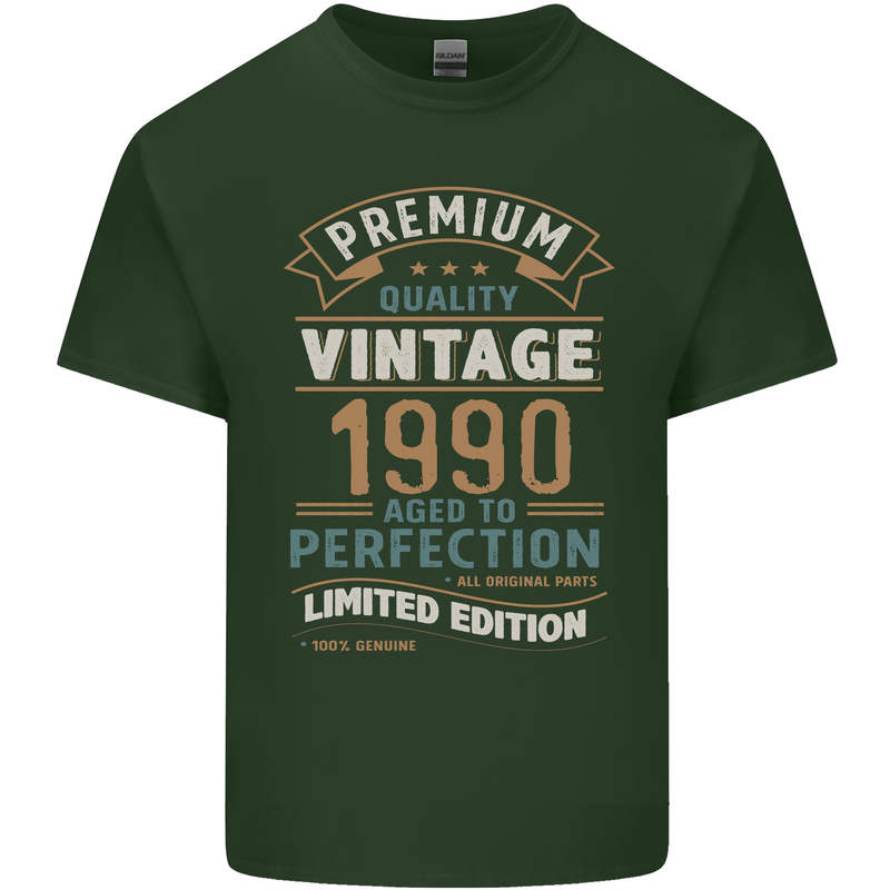 Premium Vintage 33rd Birthday 1990 Mens Cotton T-Shirt Tee Top Forest Green