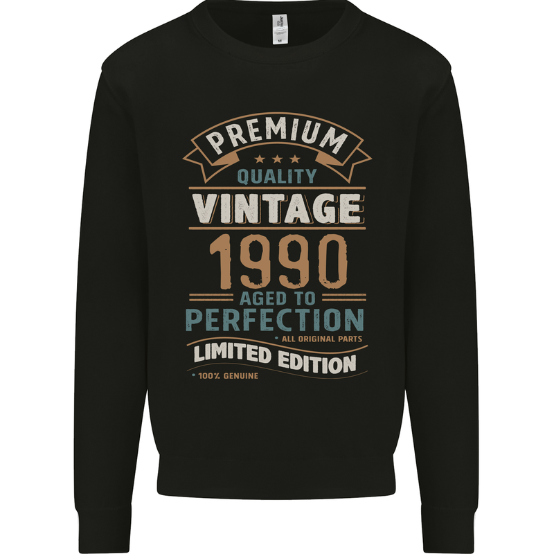 Premium Vintage 33rd Birthday 1990 Mens Sweatshirt Jumper Black