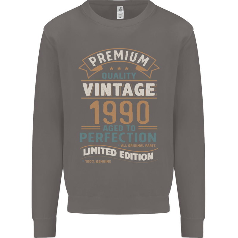 Premium Vintage 33rd Birthday 1990 Mens Sweatshirt Jumper Charcoal