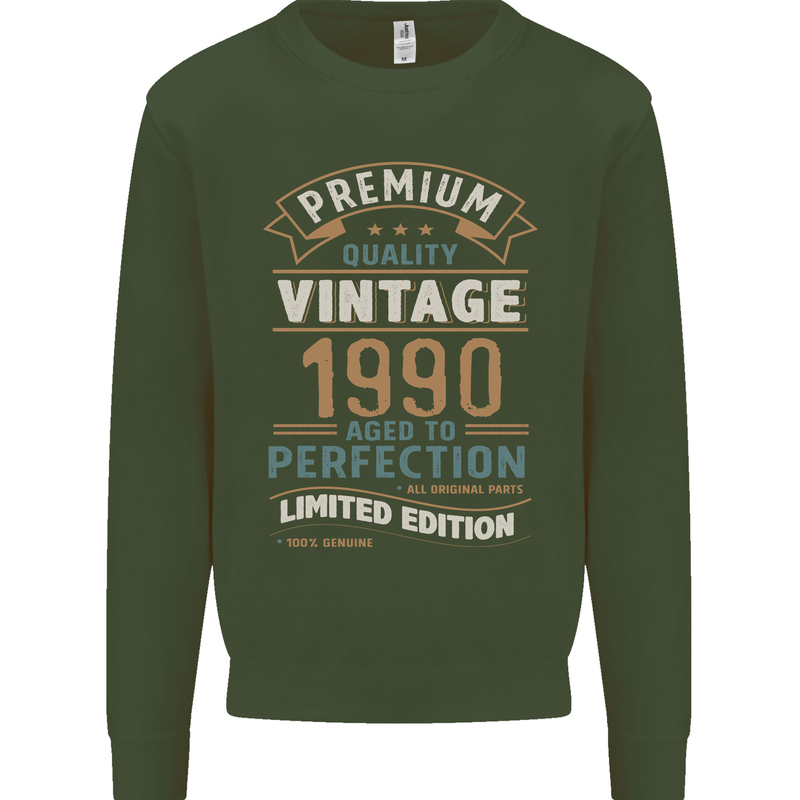 Premium Vintage 33rd Birthday 1990 Mens Sweatshirt Jumper Forest Green
