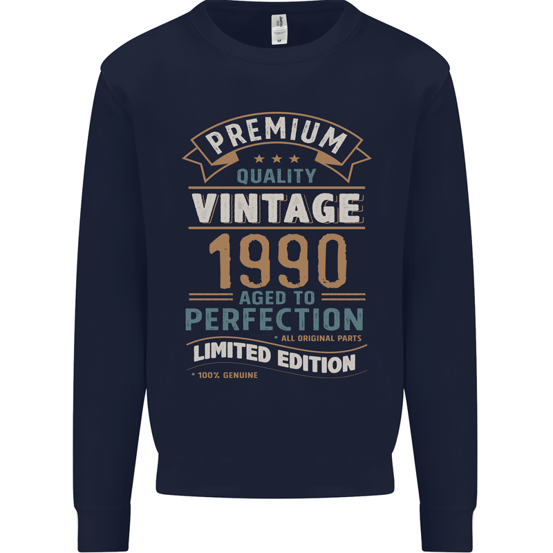 Premium Vintage 33rd Birthday 1990 Mens Sweatshirt Jumper Navy Blue