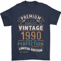 Premium Vintage 33rd Birthday 1990 Mens T-Shirt 100% Cotton Navy Blue