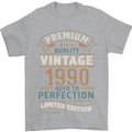 Premium Vintage 33rd Birthday 1990 Mens T-Shirt 100% Cotton Sports Grey