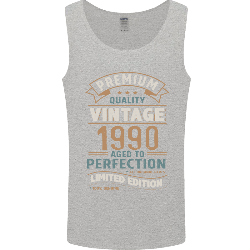 Premium Vintage 33rd Birthday 1990 Mens Vest Tank Top Sports Grey