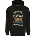 Premium Vintage 34th Birthday 1989 Mens 80% Cotton Hoodie Black