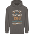Premium Vintage 34th Birthday 1989 Mens 80% Cotton Hoodie Charcoal