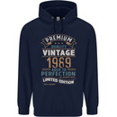 Premium Vintage 34th Birthday 1989 Mens 80% Cotton Hoodie Navy Blue