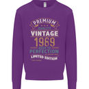 Premium Vintage 34th Birthday 1989 Mens Sweatshirt Jumper Purple