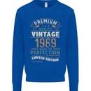 Premium Vintage 34th Birthday 1989 Mens Sweatshirt Jumper Royal Blue