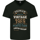 Premium Vintage 34th Birthday 1989 Mens V-Neck Cotton T-Shirt Black