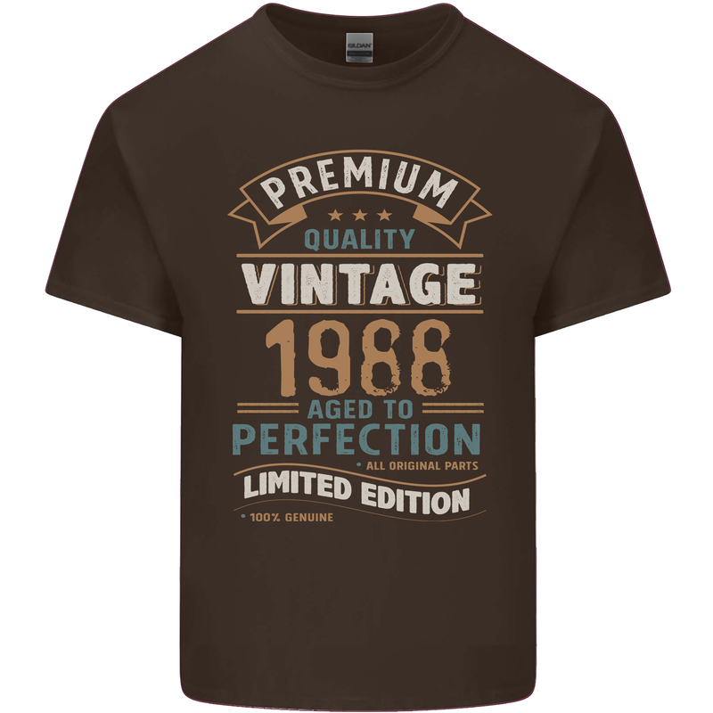 Premium Vintage 35th Birthday 1988 Mens Cotton T-Shirt Tee Top Dark Chocolate