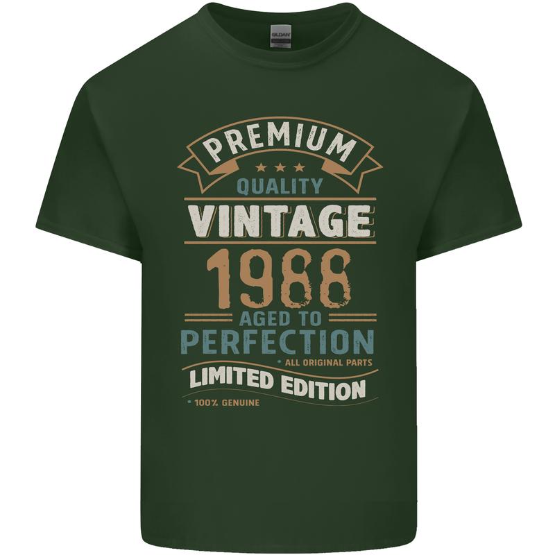 Premium Vintage 35th Birthday 1988 Mens Cotton T-Shirt Tee Top Forest Green