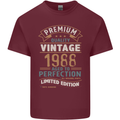 Premium Vintage 35th Birthday 1988 Mens Cotton T-Shirt Tee Top Maroon