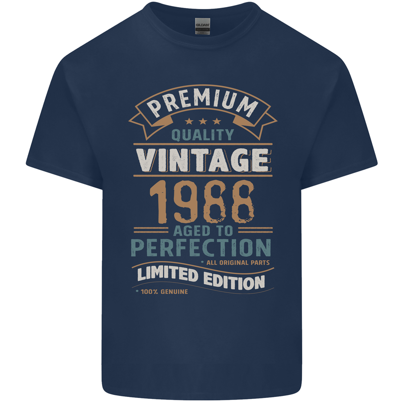 Premium Vintage 35th Birthday 1988 Mens Cotton T-Shirt Tee Top Navy Blue