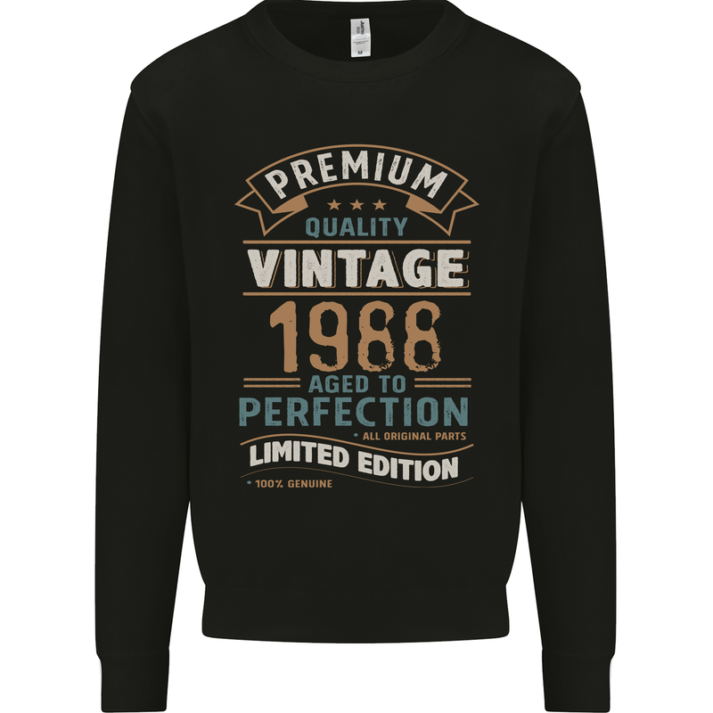 Premium Vintage 35th Birthday 1988 Mens Sweatshirt Jumper Black