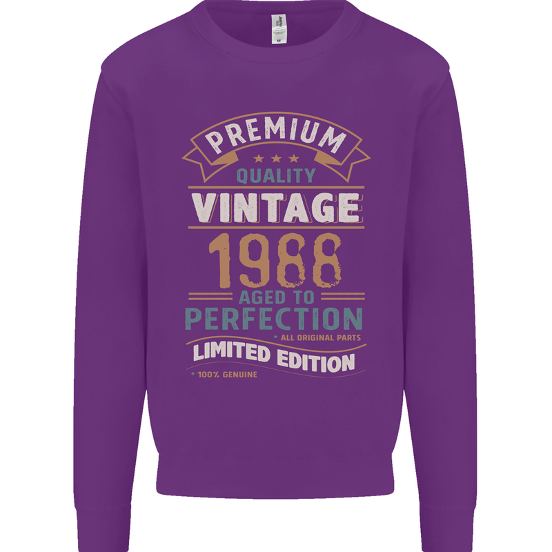 Premium Vintage 35th Birthday 1988 Mens Sweatshirt Jumper Purple