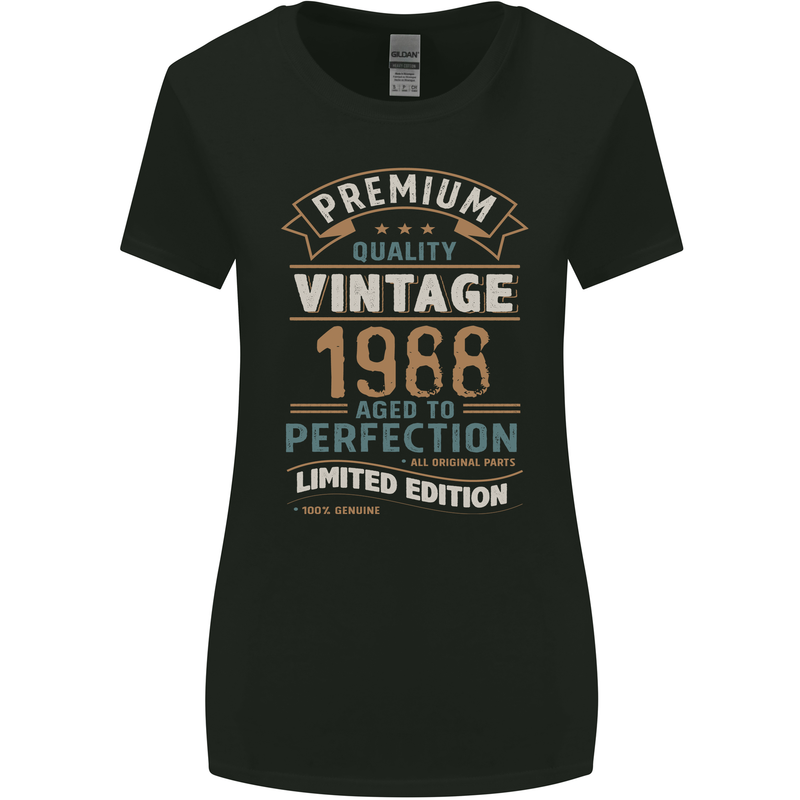 Premium Vintage 35th Birthday 1988 Womens Wider Cut T-Shirt Black