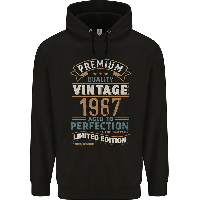 Premium Vintage 36th Birthday 1987 Mens 80% Cotton Hoodie Black