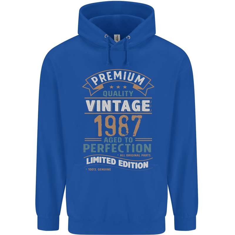 Premium Vintage 36th Birthday 1987 Mens 80% Cotton Hoodie Royal Blue