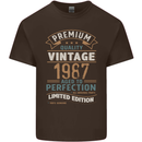 Premium Vintage 36th Birthday 1987 Mens Cotton T-Shirt Tee Top Dark Chocolate