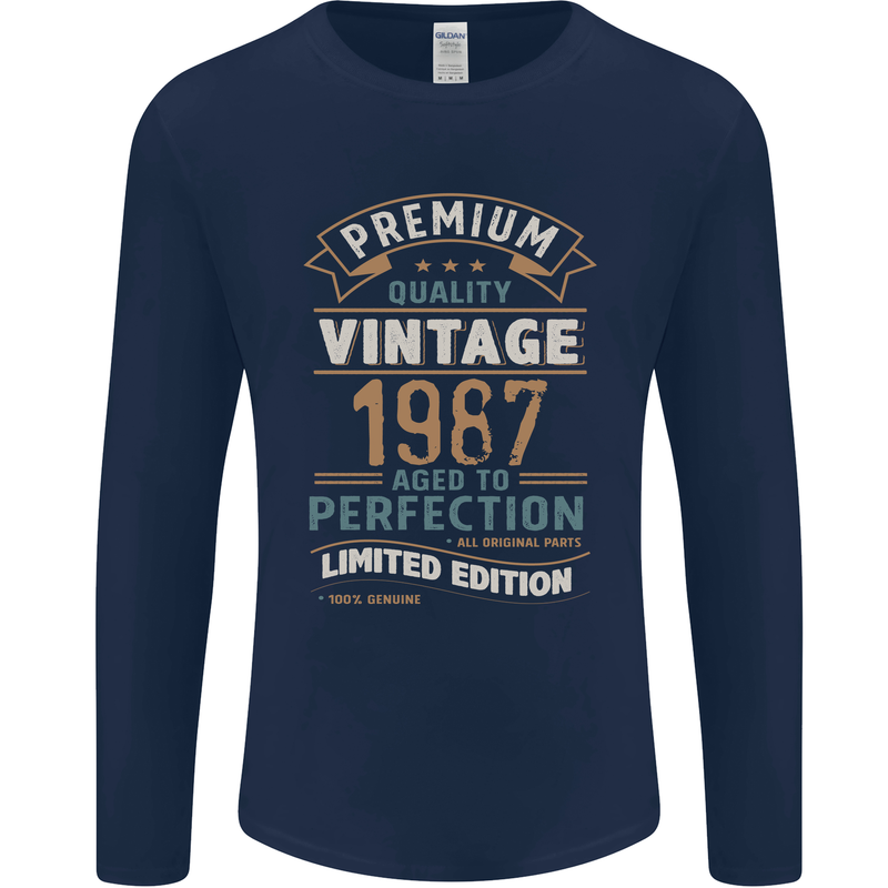 Premium Vintage 36th Birthday 1987 Mens Long Sleeve T-Shirt Navy Blue