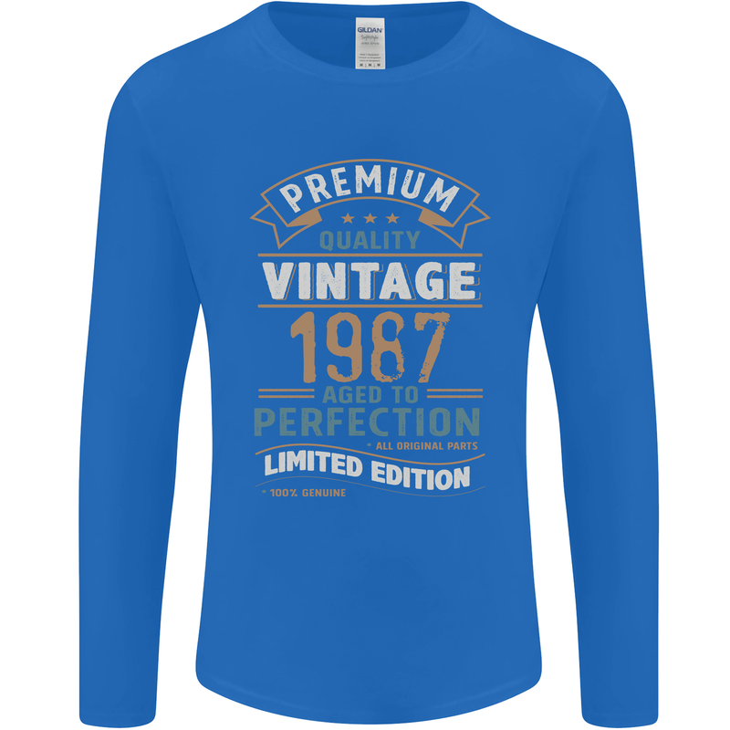 Premium Vintage 36th Birthday 1987 Mens Long Sleeve T-Shirt Royal Blue
