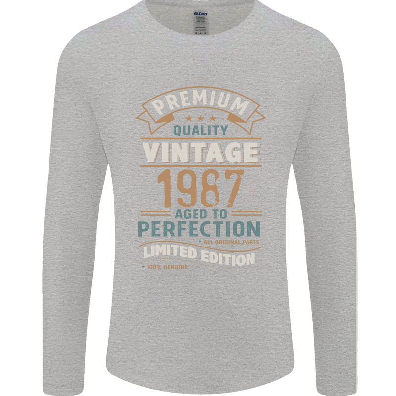 Premium Vintage 36th Birthday 1987 Mens Long Sleeve T-Shirt Sports Grey
