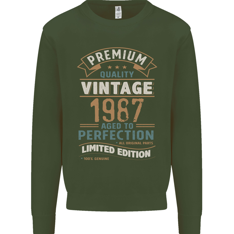 Premium Vintage 36th Birthday 1987 Mens Sweatshirt Jumper Forest Green