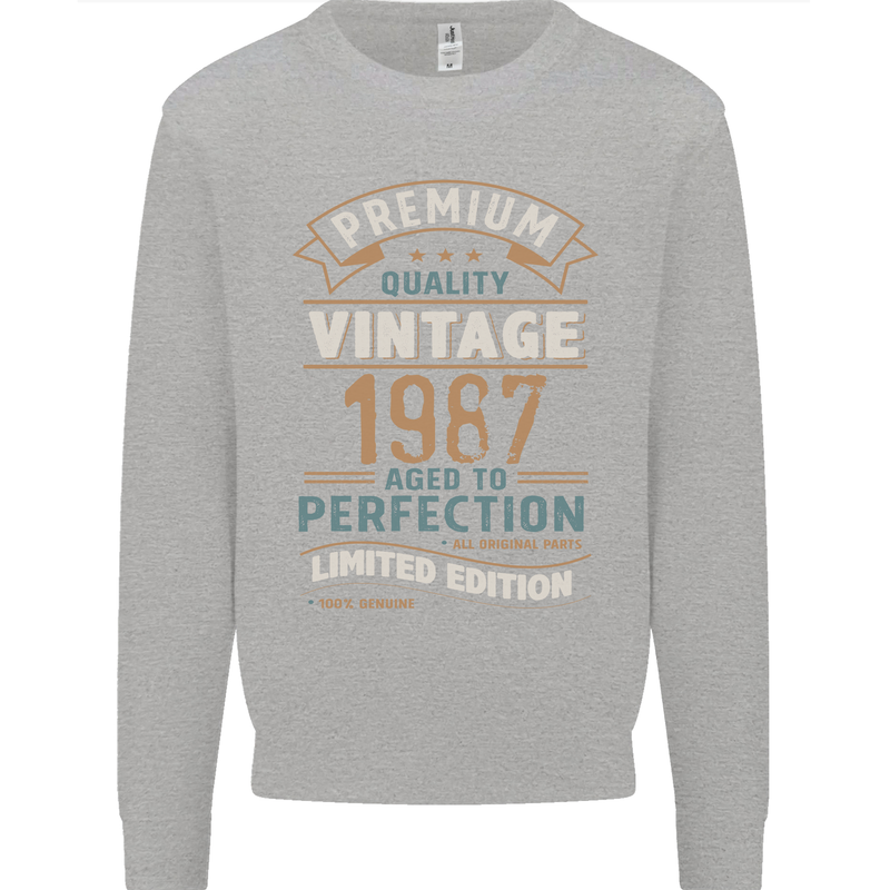 Premium Vintage 36th Birthday 1987 Mens Sweatshirt Jumper Sports Grey