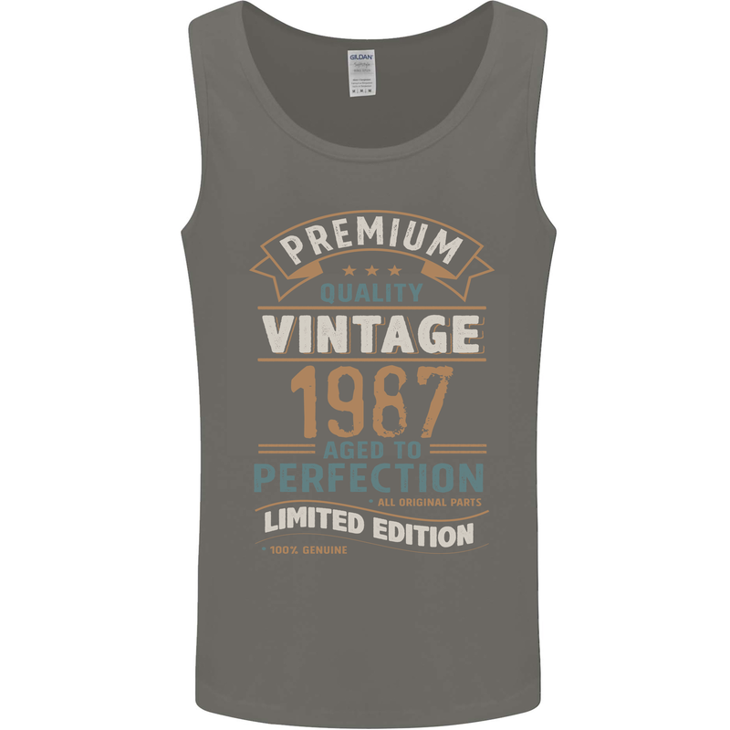 Premium Vintage 36th Birthday 1987 Mens Vest Tank Top Charcoal