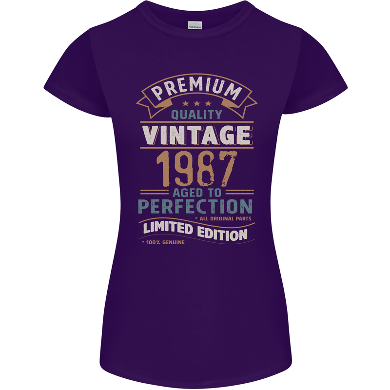 Premium Vintage 36th Birthday 1987 Womens Petite Cut T-Shirt Purple