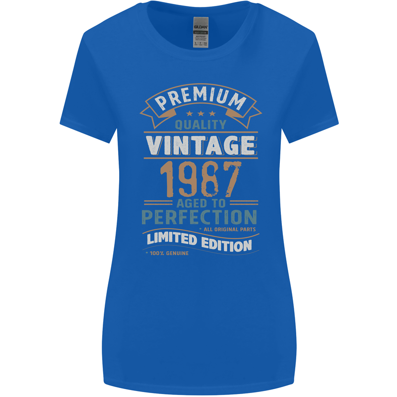 Premium Vintage 36th Birthday 1987 Womens Wider Cut T-Shirt Royal Blue