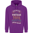 Premium Vintage 37th Birthday 1986 Mens 80% Cotton Hoodie Purple