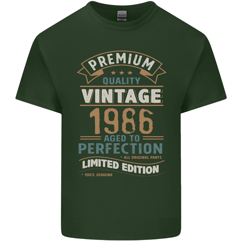 Premium Vintage 37th Birthday 1986 Mens Cotton T-Shirt Tee Top Forest Green