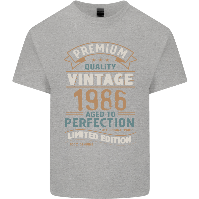 Premium Vintage 37th Birthday 1986 Mens Cotton T-Shirt Tee Top Sports Grey