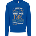 Premium Vintage 37th Birthday 1986 Mens Sweatshirt Jumper Royal Blue