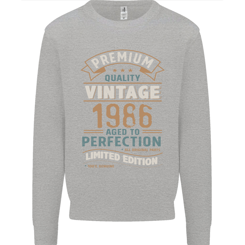 Premium Vintage 37th Birthday 1986 Mens Sweatshirt Jumper Sports Grey