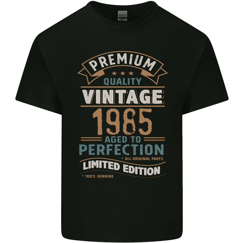 Premium Vintage 38th Birthday 1985 Mens Cotton T-Shirt Tee Top Black