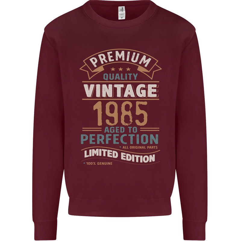 Premium Vintage 38th Birthday 1985 Mens Sweatshirt Jumper Maroon