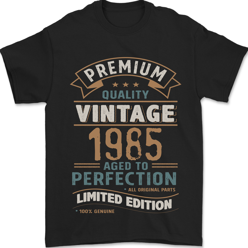 Premium Vintage 38th Birthday 1985 Mens T-Shirt 100% Cotton Black
