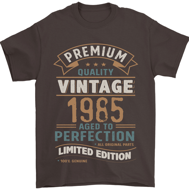 Premium Vintage 38th Birthday 1985 Mens T-Shirt 100% Cotton Dark Chocolate