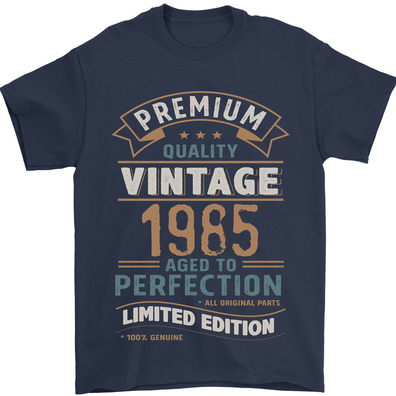 Premium Vintage 38th Birthday 1985 Mens T-Shirt 100% Cotton Navy Blue
